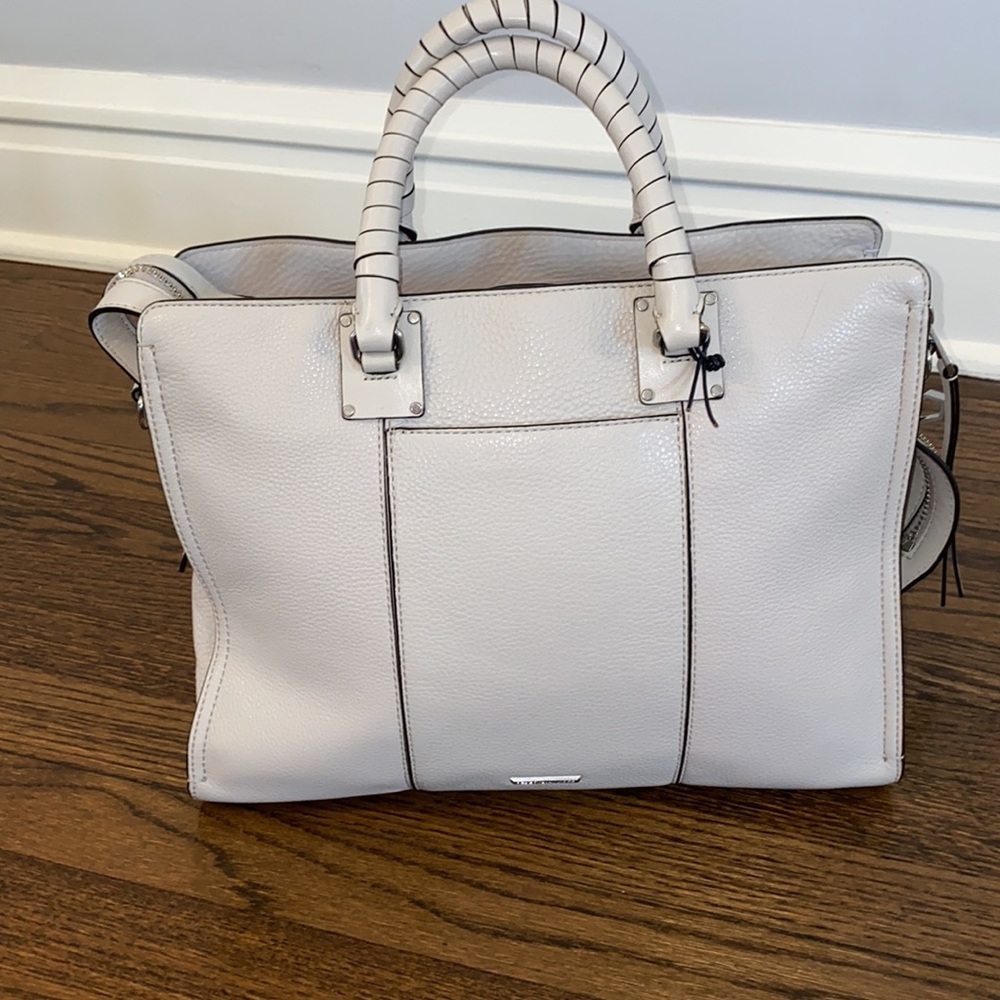 Rebecca Minkoff Bree Large Top Zip Leather Satchel In Putty - Picture 6 of 16